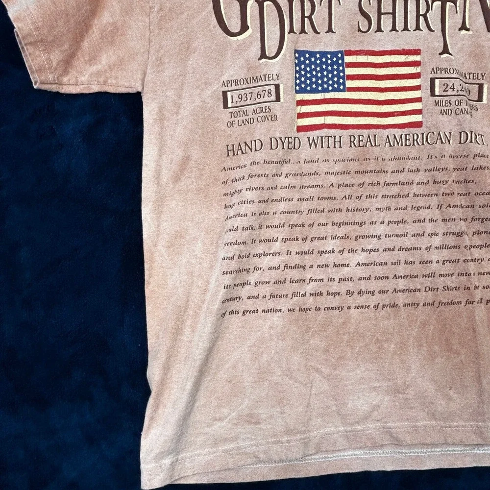Vintage American Flag Remembrance Shirt‎ Rare Size M Dyed W/American Soil Hanes